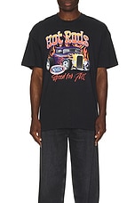 SIXTHREESEVEN Hot Rod On Fire Tee in Black, view 4, click to view large image.