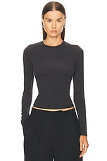 SKIMS Fits Everybody Long Sleeve T-Shirt in Onyx | FWRD