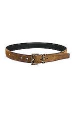 Saint Laurent Monogramme Belt in Dark Land, view 1, click to view large image.