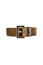 Saint Laurent Monogramme Belt in Dark Land, view 3, click to view large image.