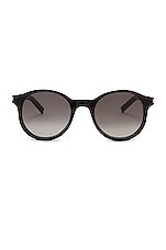 Saint Laurent SL 521 Sunglasses in Shiny Black, view 1, click to view large image.