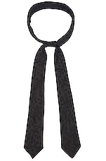 Saint Laurent Leopard Print Large Tie in Black, view 2, click to view large image.