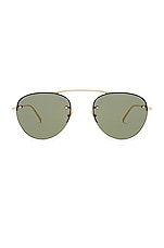 Saint Laurent Sunglass in Gold & Green, view 1, click to view large image.