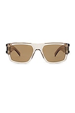 Saint Laurent Square Sunglasses in Beige & Brown, view 1, click to view large image.