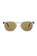 Saint Laurent Oval Sunglasses in Beige & Brown, view 1, click to view large image.