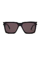 Saint Laurent Rectangular Sunglasses in Black, view 1, click to view large image.