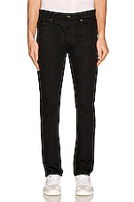 Saint Laurent Skinny 5 Pockets Medium Waist Cropped Jean in Used Black, view 3, click to view large image.