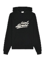 Saint Laurent Classic Hoodie in Noir & Natural, view 1, click to view large image.