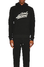 Saint Laurent Classic Hoodie in Noir & Natural, view 3, click to view large image.