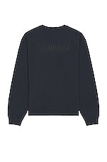 Saint Laurent Loose Sweater in Blue Petrol Fonce, view 1, click to view large image.