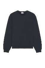 Saint Laurent Loose Sweater in Blue Petrol Fonce, view 2, click to view large image.