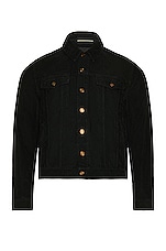 Saint Laurent Desclassic Denim Jacket in Bright Black & Stone, view 1, click to view large image.