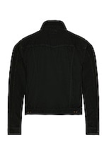 Saint Laurent Desclassic Denim Jacket in Bright Black & Stone, view 2, click to view large image.