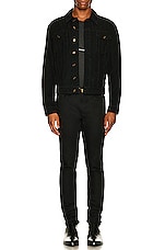 Saint Laurent Desclassic Denim Jacket in Bright Black & Stone, view 4, click to view large image.