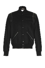 Saint Laurent Tonal Wool Teddy in Black, view 1, click to view large image.