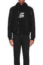 Saint Laurent Tonal Wool Teddy in Black, view 3, click to view large image.