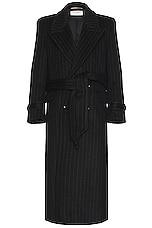 Saint Laurent Manteau Crante Coat in Noir, view 1, click to view large image.