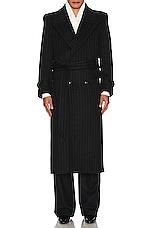 Saint Laurent Manteau Crante Coat in Noir, view 4, click to view large image.