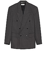 Saint Laurent Veste Sue Base in Anthracite Chine Cra, view 1, click to view large image.