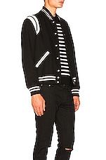 Saint Laurent Teddy Bomber Jacket in Black & White, view 5, click to view large image.