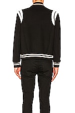 Saint Laurent Teddy Bomber Jacket in Black & White, view 6, click to view large image.