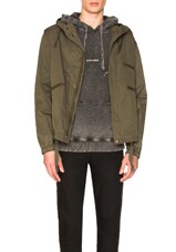 Saint Laurent Hooded Military Jacket in Olive Green | FWRD