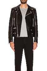 Saint Laurent Classic Motorcycle Jacket in Black, view 3, click to view large image.