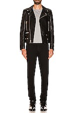 Saint Laurent Classic Motorcycle Jacket in Black, view 4, click to view large image.