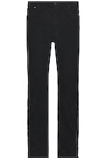 Saint Laurent Relaxed Mid Waist Corduroy Pant in Dye Black, view 1, click to view large image.
