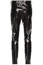 Saint Laurent Skinny 5 Pocket Cropped Pant in Shiny Black, view 2, click to view large image.