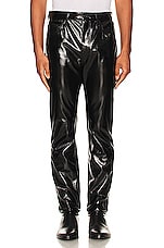 Saint Laurent Skinny 5 Pocket Cropped Pant in Shiny Black, view 3, click to view large image.