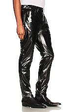 Saint Laurent Skinny 5 Pocket Cropped Pant in Shiny Black, view 4, click to view large image.