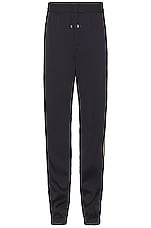 Saint Laurent Satin Detail Piping Sweatpants in Marine Force, view 1, click to view large image.