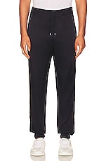 Saint Laurent Satin Detail Piping Sweatpants in Marine Force, view 4, click to view large image.