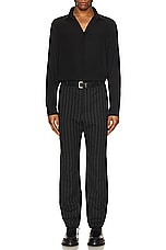 Saint Laurent Pantalons Taille Hau in Anthracite Craie, view 6, click to view large image.