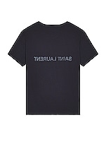 Saint Laurent Reverse T-Shirt in Marine & Natural, view 2, click to view large image.