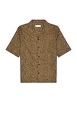 Saint Laurent Hawaii Short Sleeve Shirt in Black & Camel, view 1, click to view large image.