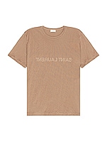 Saint Laurent T-shirt in Taupe & Naturel, view 1, click to view large image.