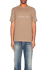 Saint Laurent T-shirt in Taupe & Naturel, view 3, click to view large image.