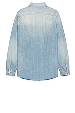 Saint Laurent Oversize Point Shirt in Light Japanese Lake, view 2, click to view large image.