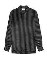 Saint Laurent Chemise Col Yves in Noir Craie, view 1, click to view large image.