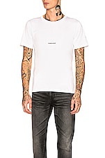 Saint Laurent Logo Tee in White, view 1, click to view large image.