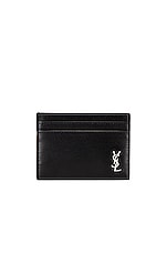 Saint Laurent YSL Credit Card Holder in Black, view 1, click to view large image.
