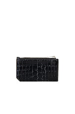 Saint Laurent Zipped Fragments Credit Card Case in Noir, view 2, click to view large image.