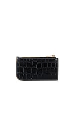 Saint Laurent Zipped Fragments Credit Card Case in Noir, view 2, click to view large image.