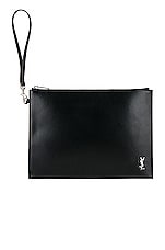 Saint Laurent Zipped Tablet Holder in Noir, view 5, click to view large image.