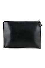 Saint Laurent Monogram Zippered Tablet Holder in Noir, view 2, click to view large image.