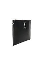 Saint Laurent Monogram Zippered Tablet Holder in Noir, view 3, click to view large image.