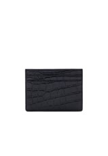Saint Laurent Croc Leather Card Case in Black, view 2, click to view large image.