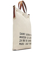 Saint Laurent North/South Foldable Tote in White, view 3, click to view large image.